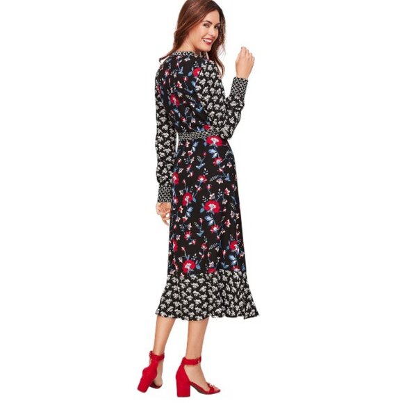 Talbots multicolor mixed floral crepe dress size 10 - Picture 3 of 6